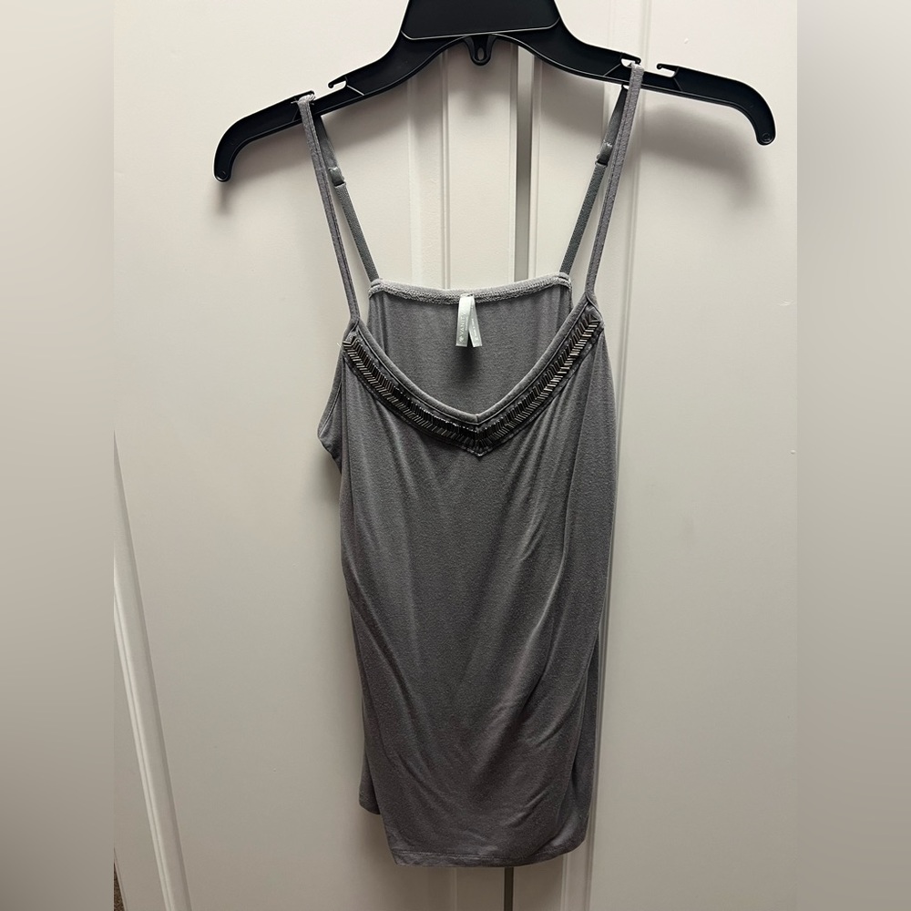Grey Beaded Tank Top